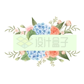 水彩画花朵树叶装饰的标题框信息框4735538矢量图片免抠素材