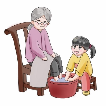 帮奶奶洗脚简笔画简单图片