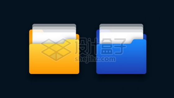 黄色和蓝色的文件夹图标512444图片素材