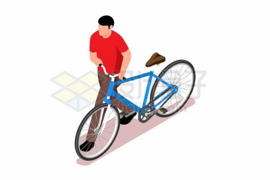 男人推着自行车行走中5391489矢量图片免抠素材