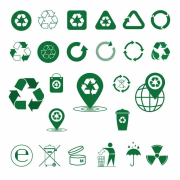 各种垃圾回收扔垃圾环境保护标志2965030矢量图片免抠素材