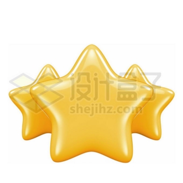 金黄色的卡通五角星三星评分3D模型4710707PSD免抠图片素材