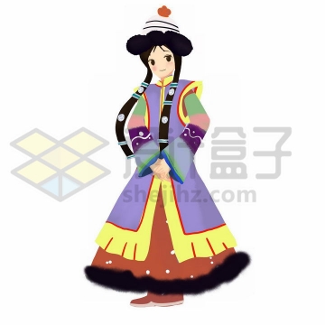 卡通蒙古族少女传统服饰少数民族png图片免抠素材