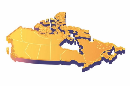 橙色3D立体加拿大地图9336058png图片免抠素材