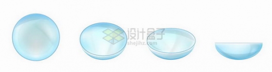 淡蓝色隐形眼镜的四个不同角度png图片免抠矢量素材