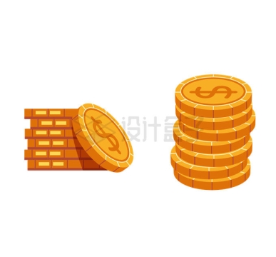 2款扁平化风格金币硬币货币4245652矢量图片免抠素材