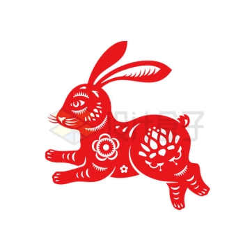 红色2023年兔年新年春节兔子剪纸装饰2774055矢量图片免抠素材