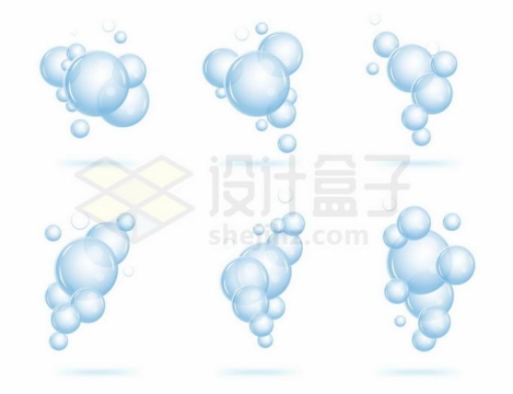6款蓝色泡泡水泡气泡效果7758458矢量图片免抠素材