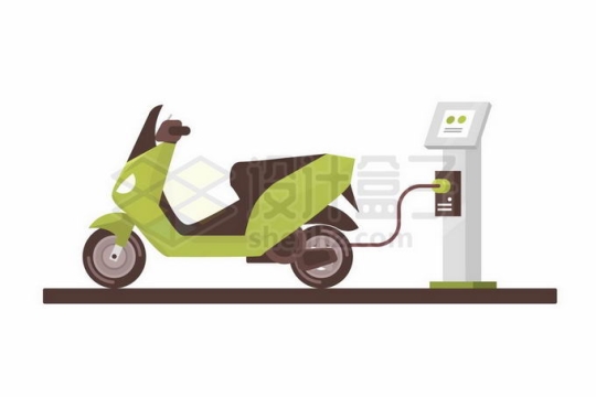 绿色电动车正在充电桩上充电3282958矢量图片免抠素材
