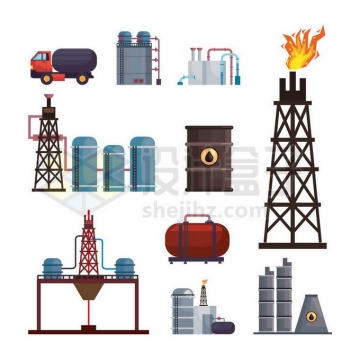 油罐车储油罐油桶化工厂石油开采炼制工业设施4164946矢量图片免抠素材