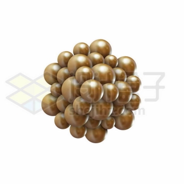 金色圆球小球组成的原子3D模型9941591矢量图片免抠素材