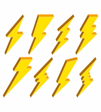 8款立体风格黄色闪电标志图案图片png免抠素材