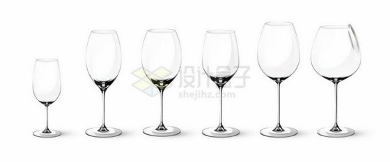 6款不同体态的玻璃杯葡萄酒杯高脚杯4963130矢量图片免抠素材