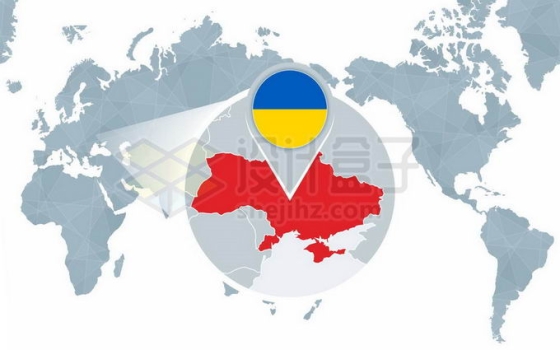 世界地图上标注的乌克兰的位置区位图2608400矢量图片免抠素材