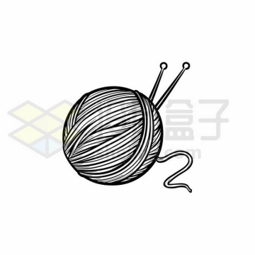 毛线球和毛线针手绘线条插画2382834矢量图片免抠素材免费下载