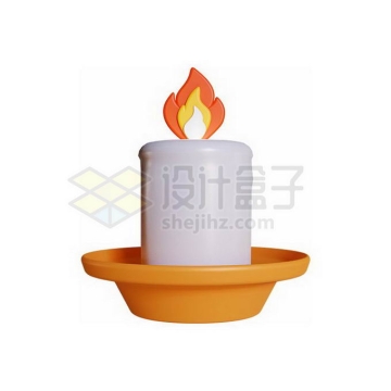 燃烧着火焰的白色蜡烛3D模型7175889PSD免抠图片素材