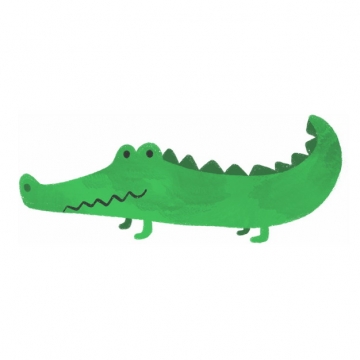 绿色卡通鳄鱼扬子鳄儿童手绘插画266916png图片免抠素材