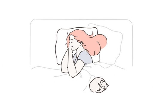 手绘彩色上色线条漫画风格睡觉的女孩图片免抠素材