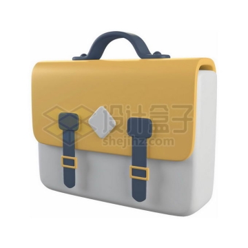 一个黄白色的手提包公文包书包3D模型8913967PSD免抠图片素材