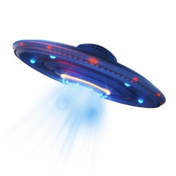 发出蓝光的飞碟UFO不明飞行物4559694免抠图片素材
