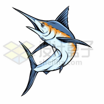 一条长着嘴巴的旗鱼剑鱼海洋鱼类彩绘插画3336202矢量图片免抠素材免费下载