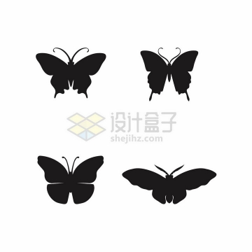 4款蝴蝶剪影美丽的昆虫png图片免抠矢量素材