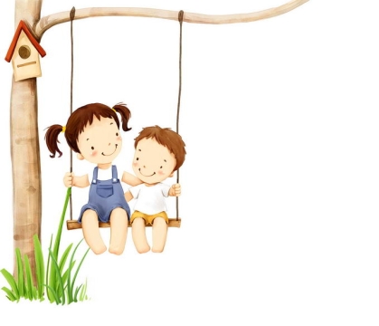 2个卡通小朋友正在荡秋千儿童节快乐4152396png免抠图片素材