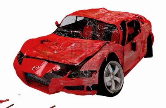 车祸现场被撞坏的红色汽车7821762png图片素材