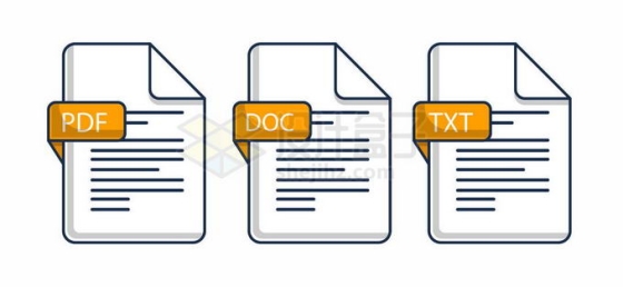 PDF/DOC/TXT格式和后缀的文件图标3640918矢量图片免抠素材