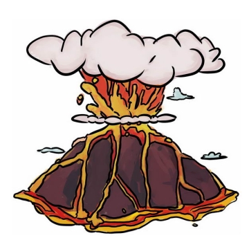 手绘风格卡通火山爆发出岩浆和火山灰5891134png图片免抠素材