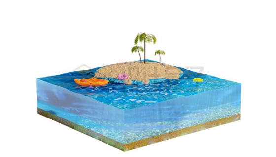 海水上的小岛屿3D模型1006633PSD免抠图片素材