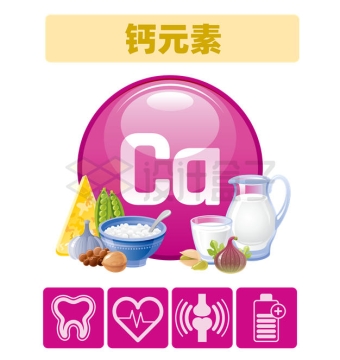 富含微量元素钙元素的食物及其对身体健康的作用配图4031394矢量图片免抠素材