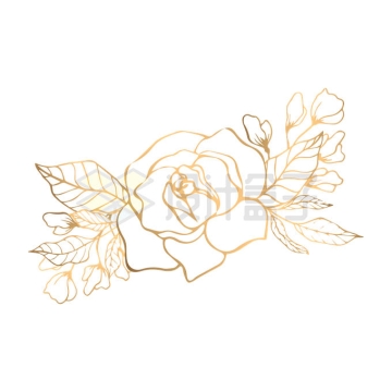 金色线条组成的玫瑰花鲜花图案5831212矢量图片免抠素材