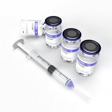 俯视视角新冠疫苗的西林瓶和注射器预防针医疗用品6951610免抠图片素材