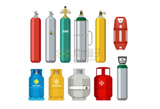 各种氧气瓶煤气罐等工业气体罐子141022png图片素材