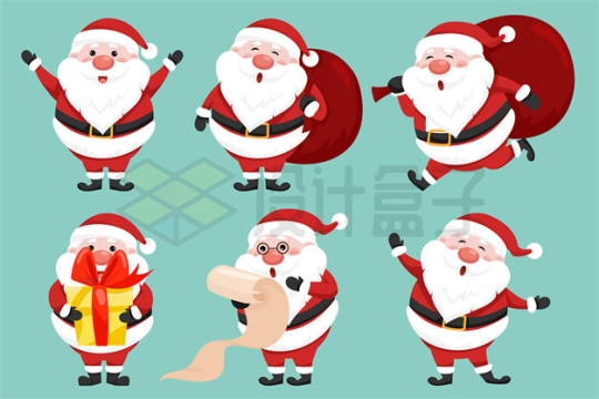 6款超可爱的卡通圣诞老人6904227矢量图片免抠素材