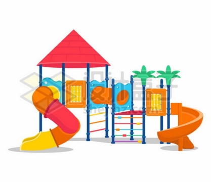 游乐园的塑料滑滑梯儿童游玩设施791566矢量图片免抠素材