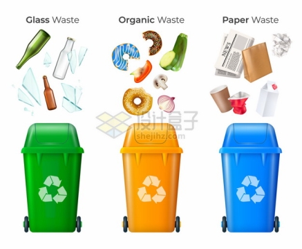 玻璃垃圾生活垃圾废纸垃圾桶垃圾分类插画271631png图片素材