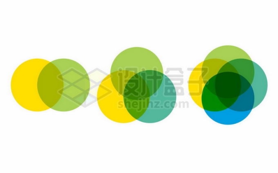 3款黄色绿色维恩图信息集合PPT元素1470580矢量图片免抠素材