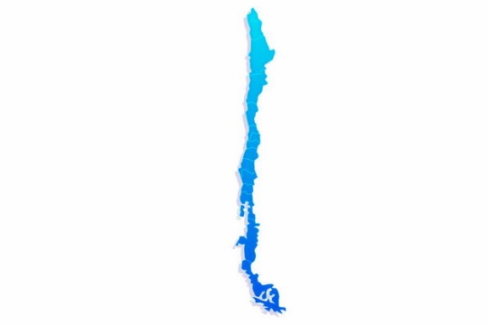 蓝色渐变色带阴影3D立体智利地图5556804png图片免抠素材