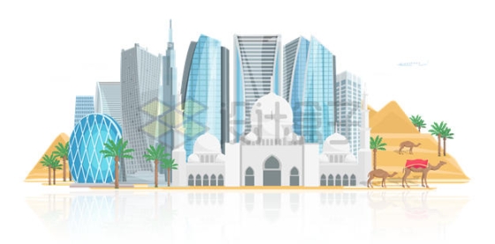 迪拜地标建筑旅游插画9003543矢量图片免抠素材