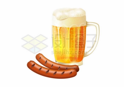 一杯啤酒和香肠美味美食9345869矢量图片免抠素材