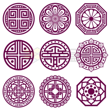9款中国传统花纹圆形装饰图案9252637矢量图片免抠素材