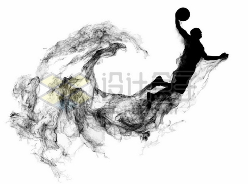 抽象创意篮球运动员打篮球剪影烟雾效果420567图片素材