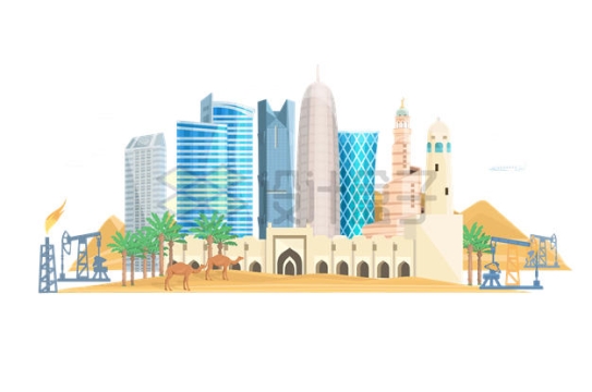 沙特阿拉伯地标建筑旅游插画8033241矢量图片免抠素材
