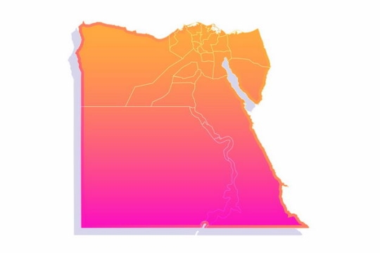 红色渐变色带阴影3D立体埃及地图4308483png图片免抠素材