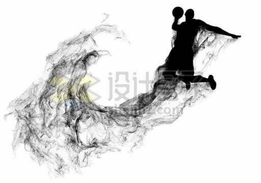 抽象创意篮球运动员打篮球剪影烟雾效果419416图片素材
