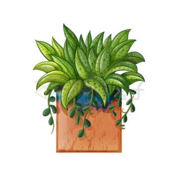 栽种在方形花盆中的卡通绿色植物观叶植物2086204矢量图片免抠素材