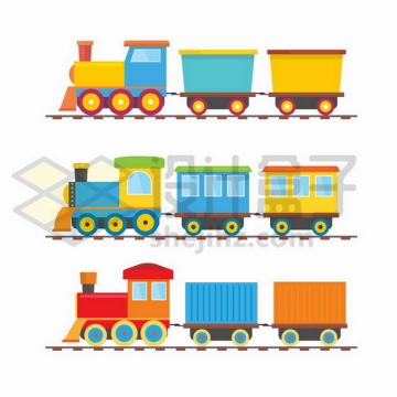 3款彩色卡通火车玩具png图片免抠矢量素材