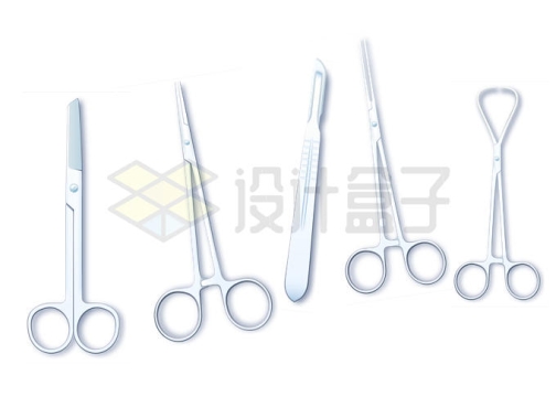 各种手术剪手术刀镊子等外科手术医疗用品7712269矢量图片免抠素材